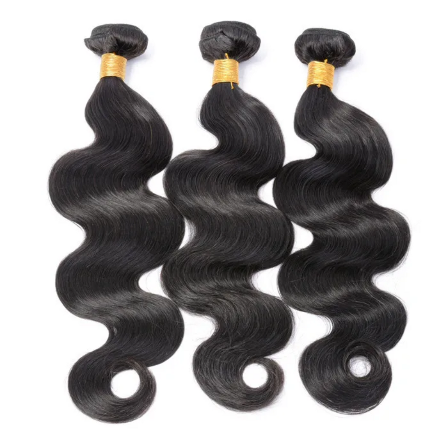 Jet black authentic body wave human hair bundles with closure & frontal