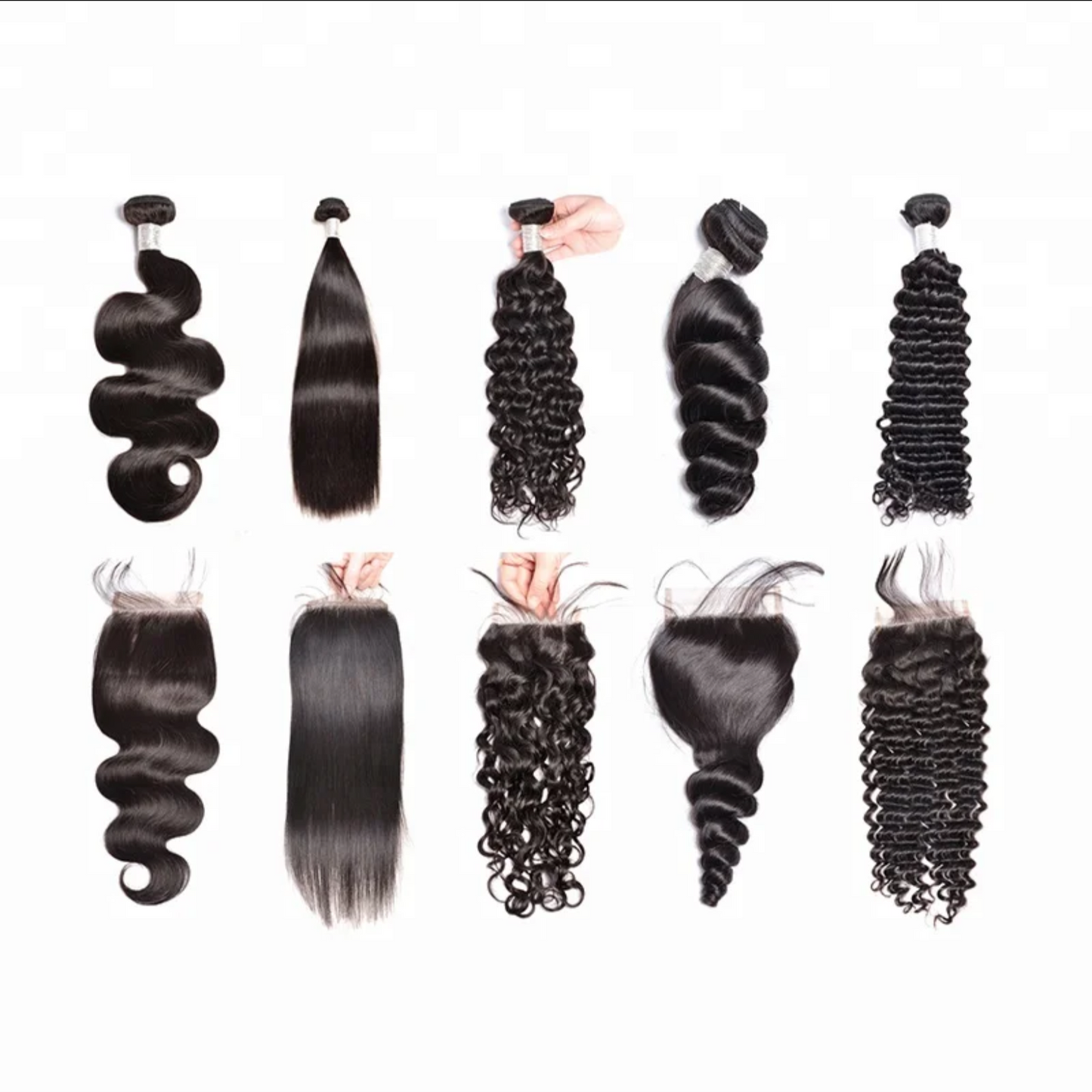 Black Customized bundles-closures-frontals (body wave)