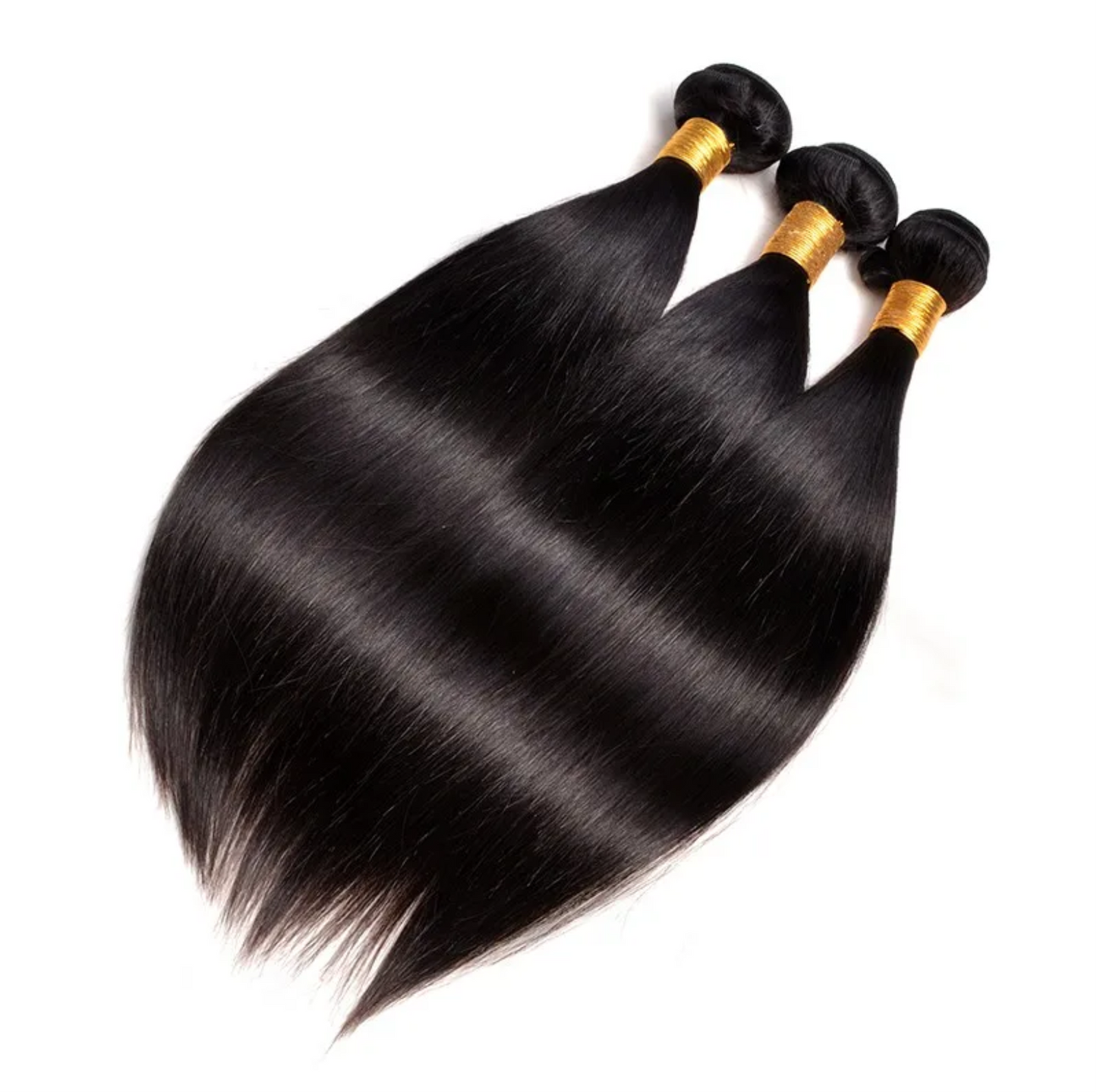 Jet black authentic straight human hair bundles with closure & frontal